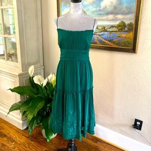 Intuitions Emerald Green Spaghetti Strap Dress Sz. 12 EUC